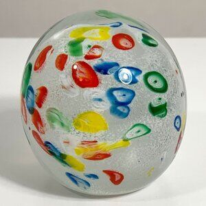 Vintage 50s/60s Millefiori Art Glass Paperweight By Tilso Japan Multicolor Decor